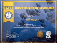 Elite Instructor Award für PADI CD Ulf Mayer 